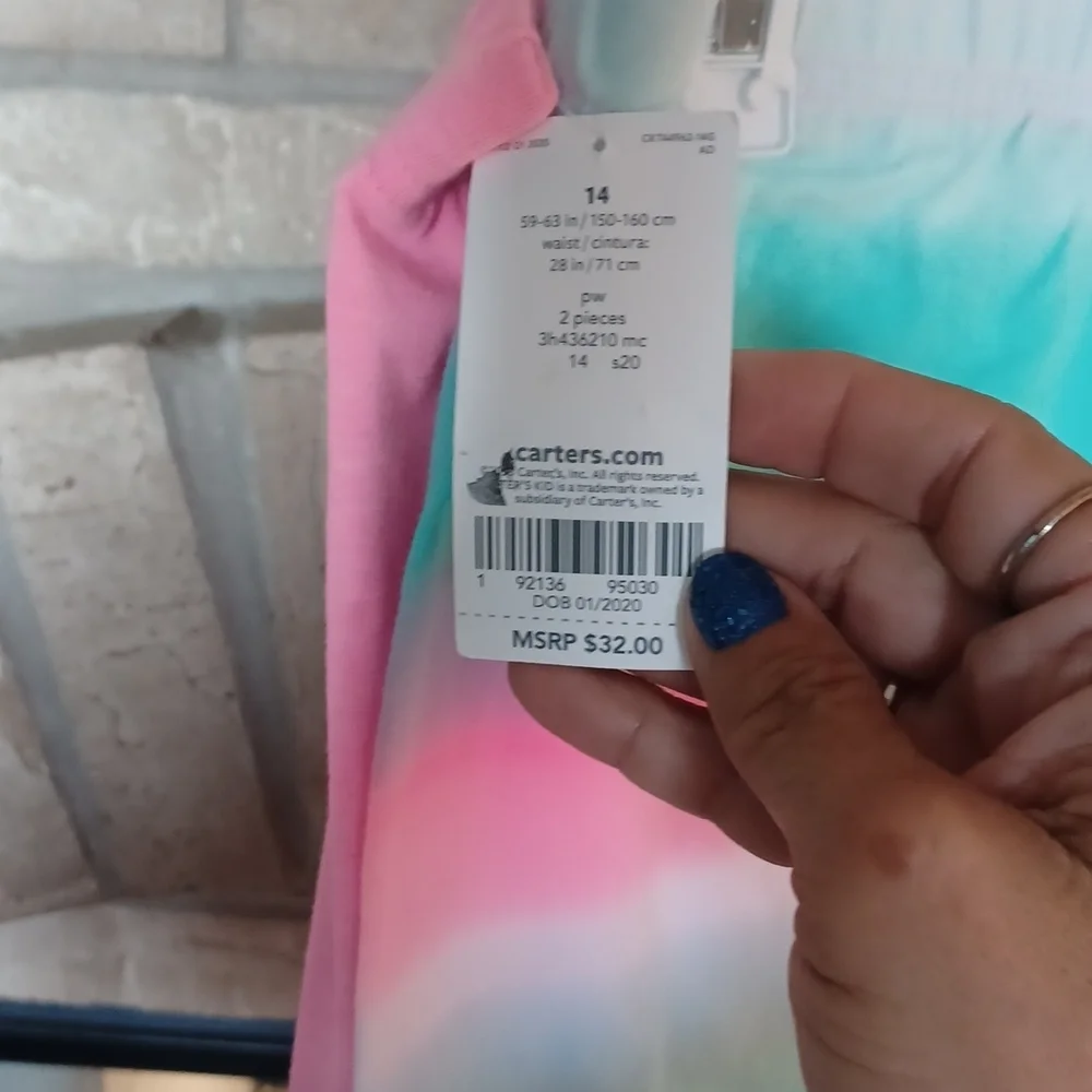 Carter's Leggings Capri length, Mermaid/Rainbow Stripes 14
